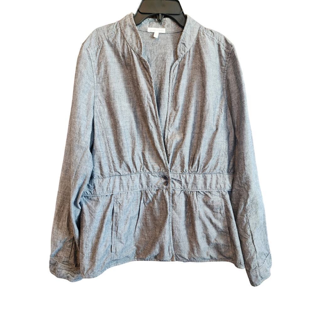 Eileen Fisher Chambray Peplum Jacket- Large - Picture 3 of 5